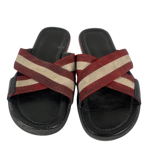 Bally Bonks Men’s Striped Black Criss Cross Slide Sandals Shoes Size 8 US 7 EU main image 4